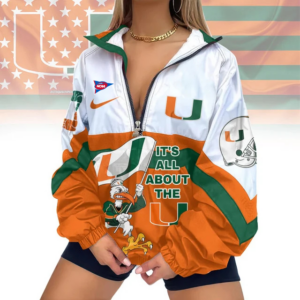 Limited Edition – Customized NCAA Miami Hurricanes V-Neck Zipper Sweatshirt Jacket