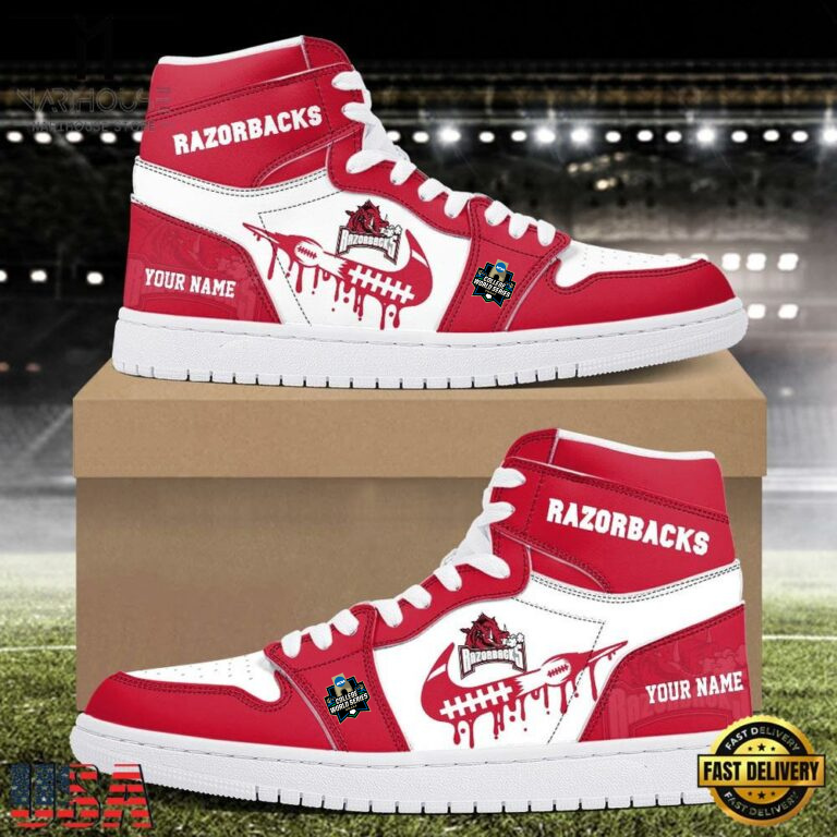 Limited Edition – Customized NCAA College World Series Arkansas Razorbacks Air Jordan 1 Shoes