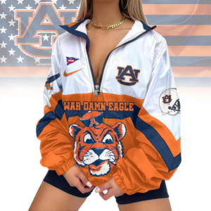 Limited Edition – Customized NCAA Auburn Tigers V-Neck Zipper Sweatshirt Jacket