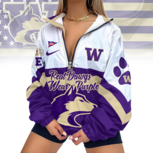 Limited Edition – Customized NCAA Washington Huskies V-Neck Zipper Sweatshirt Jacket