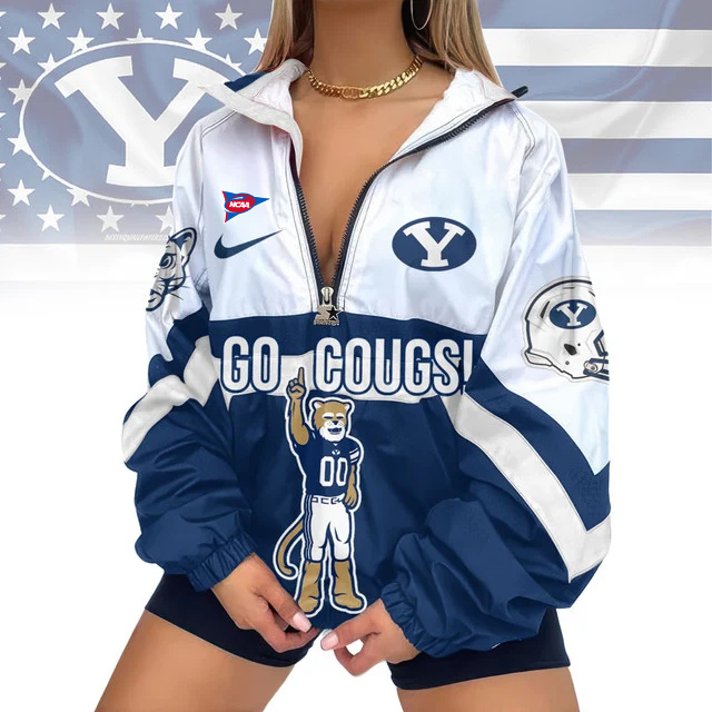 Limited Edition – Customized NCAA Byu Cougars V-Neck Zipper Sweatshirt Jacket