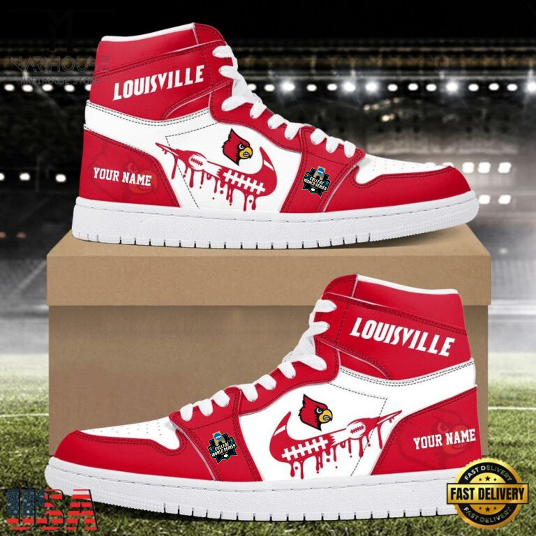 Limited Edition – Customized NCAA College World Series Louisville Cardinals Air Jordan 1 Shoes