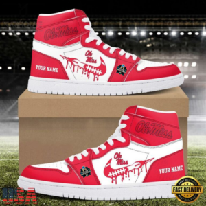 Limited Edition – Customized NCAA College World Series Ole Miss Rebels Air Jordan 1 Shoes