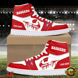 Limited Edition – Customized NCAA Wisconsin Badgers Air Jordan 1 Shoes