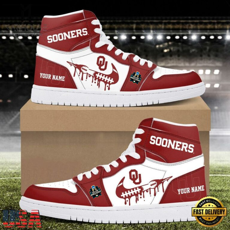 Limited Edition – Customized NCAA College World Series Oklahoma Sooners Air Jordan 1 Shoes