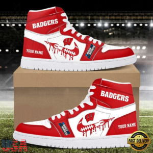 Limited Edition – Customized NCAA Wisconsin Badgers Air Jordan 1 Shoes