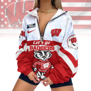 Limited Edition – Customized NCAA Wisconsin Badgers V-Neck Zipper Sweatshirt Jacket