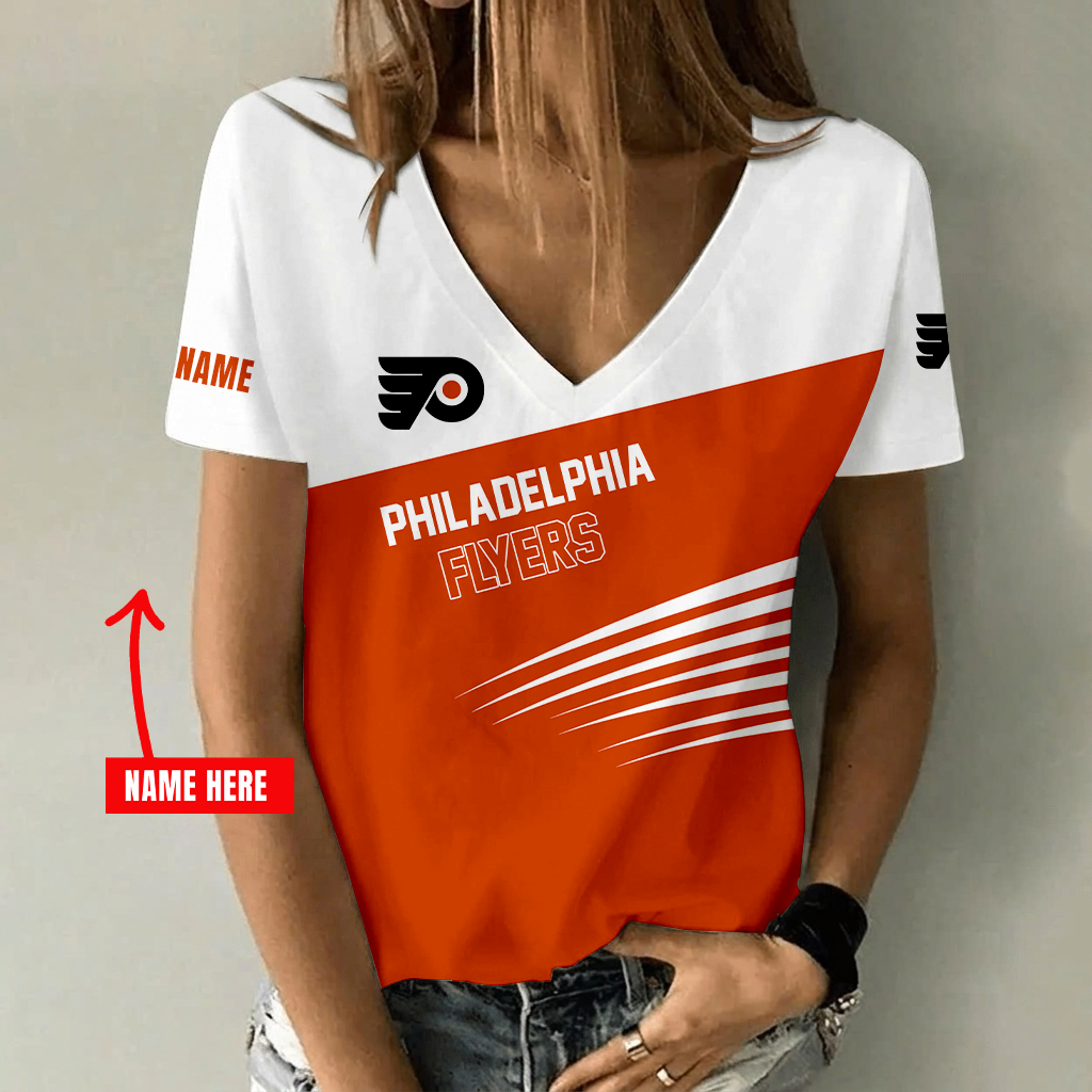 Limited Edition – Customized NHL Philadelphia Flyers V-Neck Female Shirt