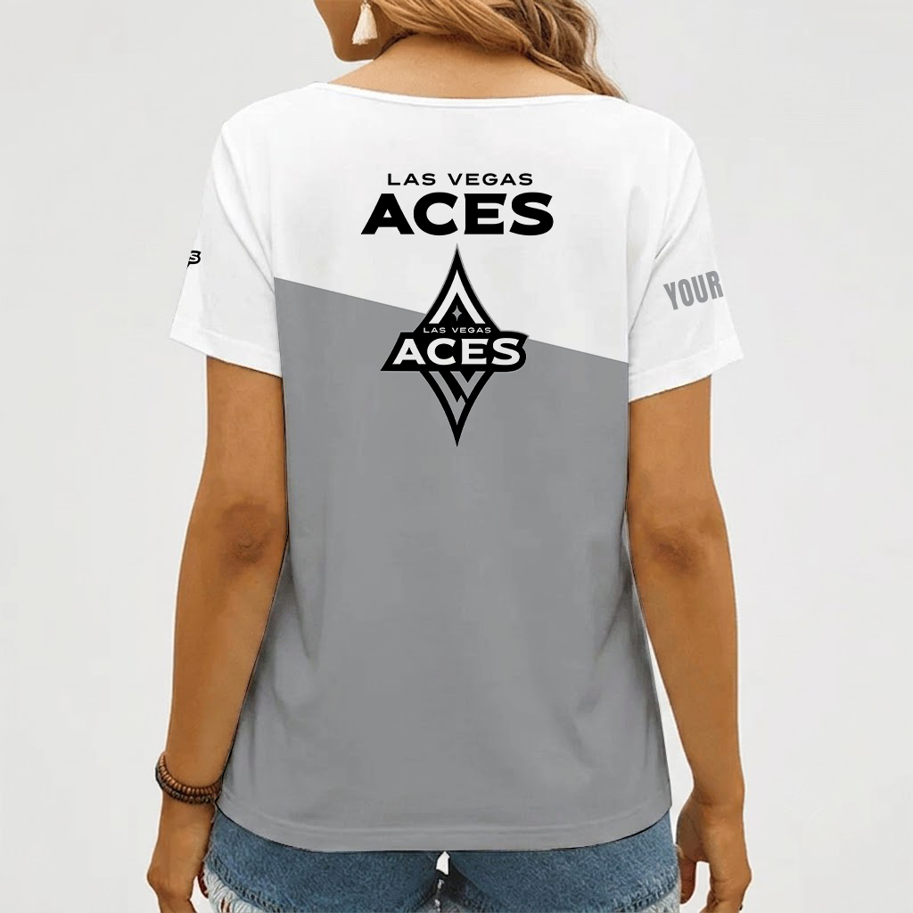 Limited Edition – Customized WNBA Las Vegas Aces V-Neck Female Shirt - Image 2