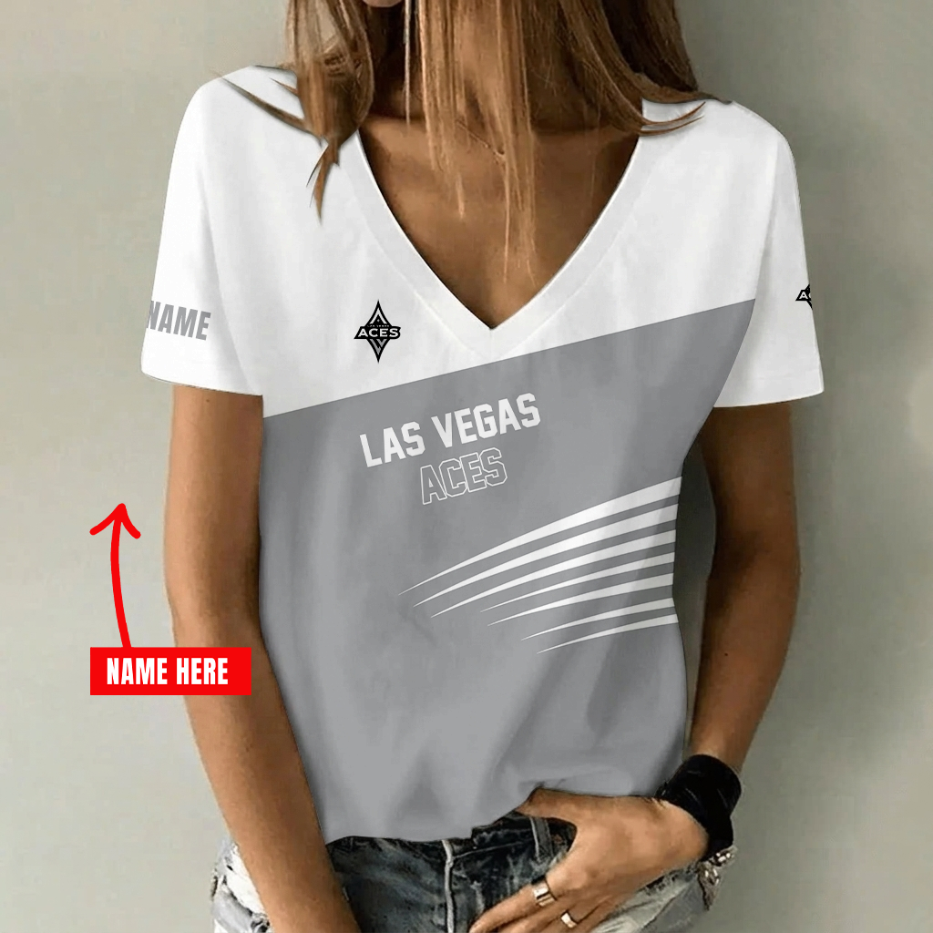 Limited Edition – Customized WNBA Las Vegas Aces V-Neck Female Shirt