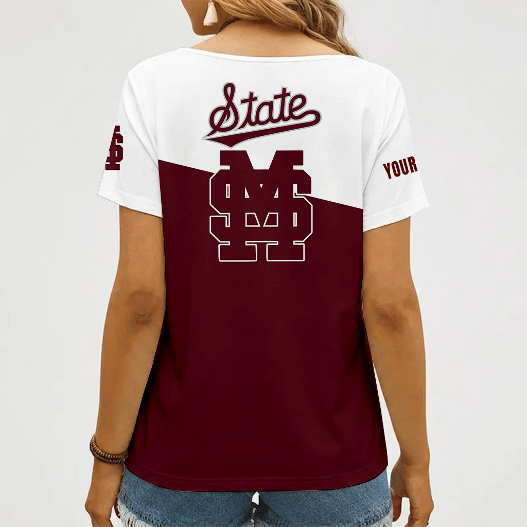 Limited Edition – Customized NCAA Mississippi State Bulldogs V-Neck Female Shirt - Image 2