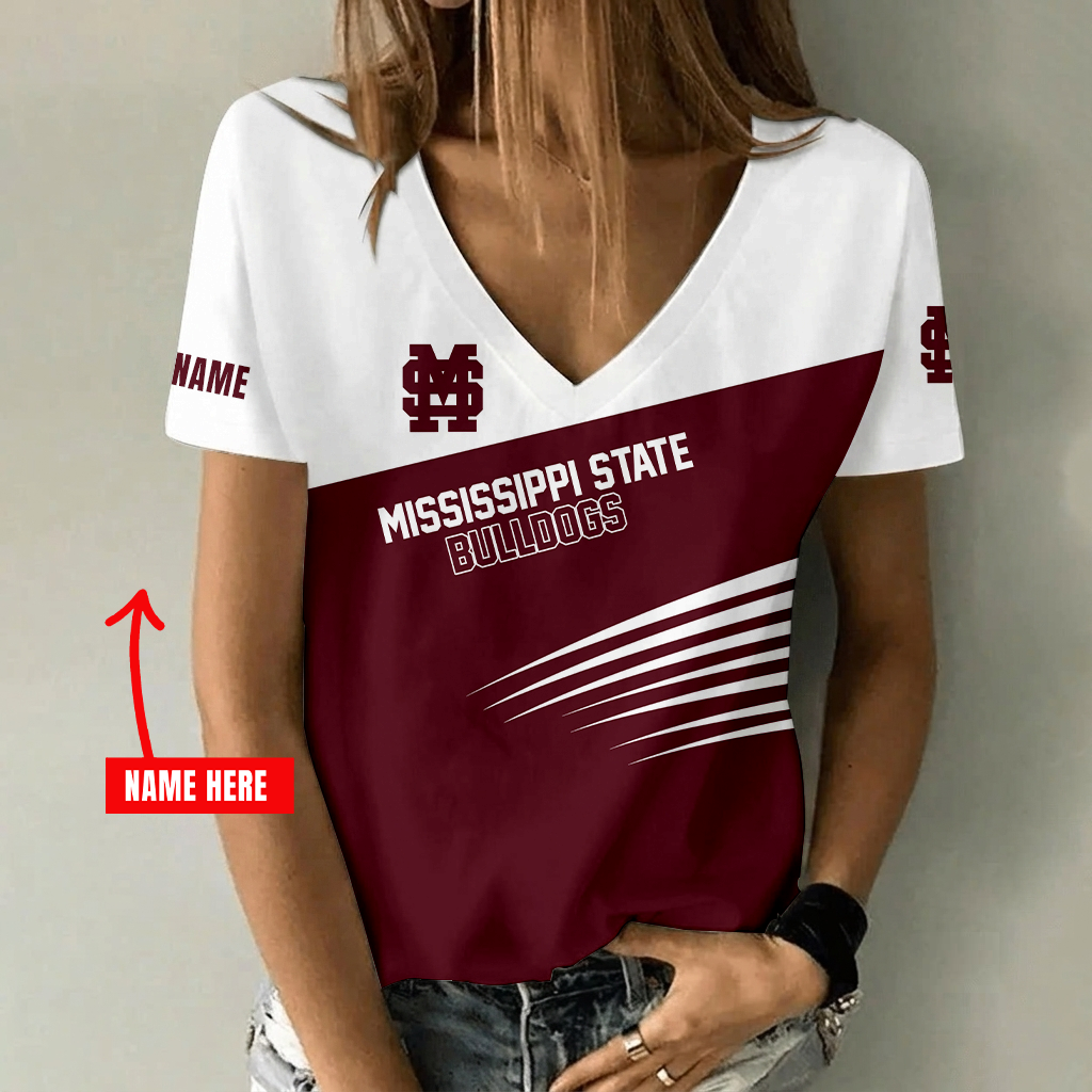 Limited Edition – Customized NCAA Mississippi State Bulldogs V-Neck Female Shirt