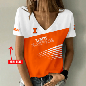 Limited Edition – New Customized NCAA Illinois Fighting Illini Strappy V-Neck Female Shirt