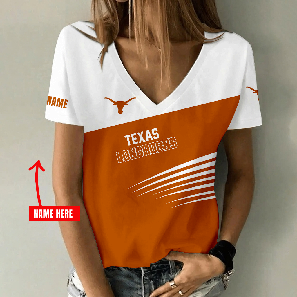 Limited Edition – Customized NCAA Texas Longhorns V-Neck Female Shirt