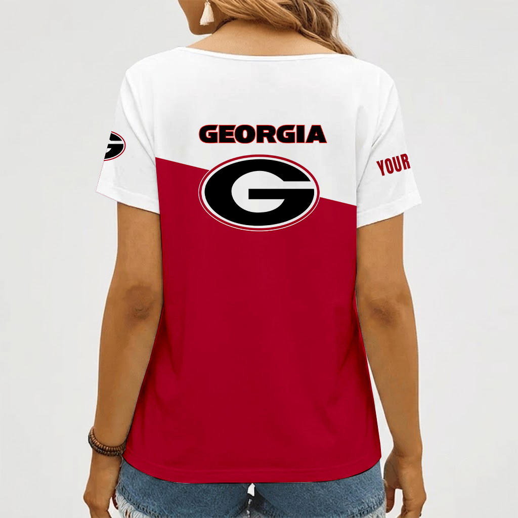 Limited Edition – Customized NCAA Georgia Bulldogs V-Neck Female Shirt - Image 2