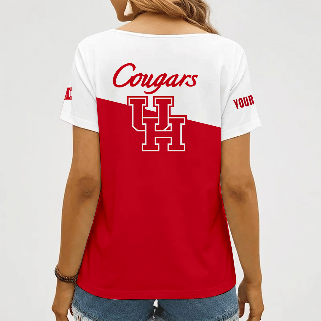 Limited Edition – New Customized NCAA Houston Cougars Strappy V-Neck Female Shirt - Image 2