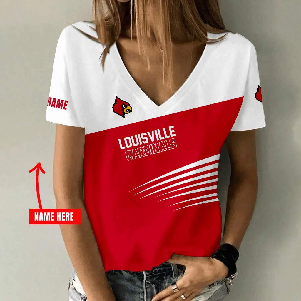 Limited Edition – Customized NCAA Louisville Cardinals V-Neck Female Shirt