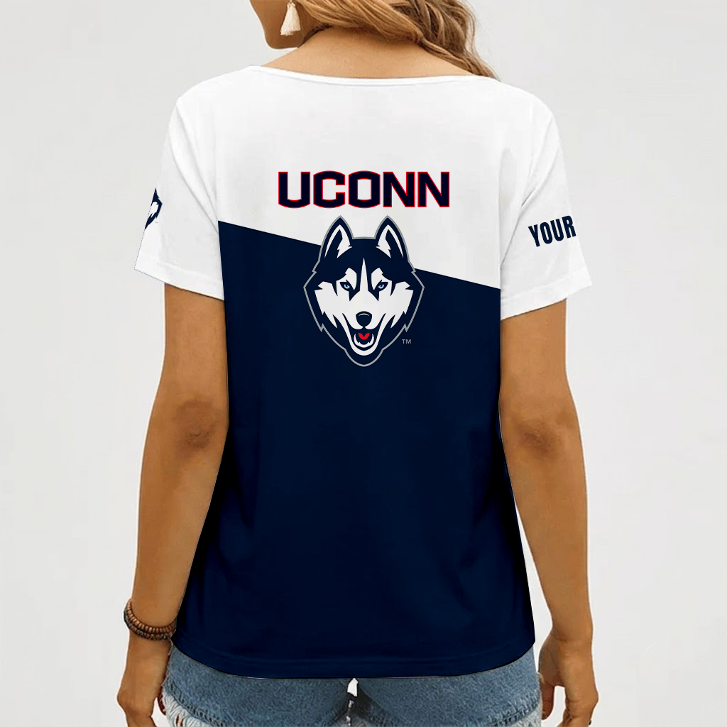 Limited Edition – New Customized NCAA Uconn Huskies Strappy V-Neck Female Shirt - Image 2
