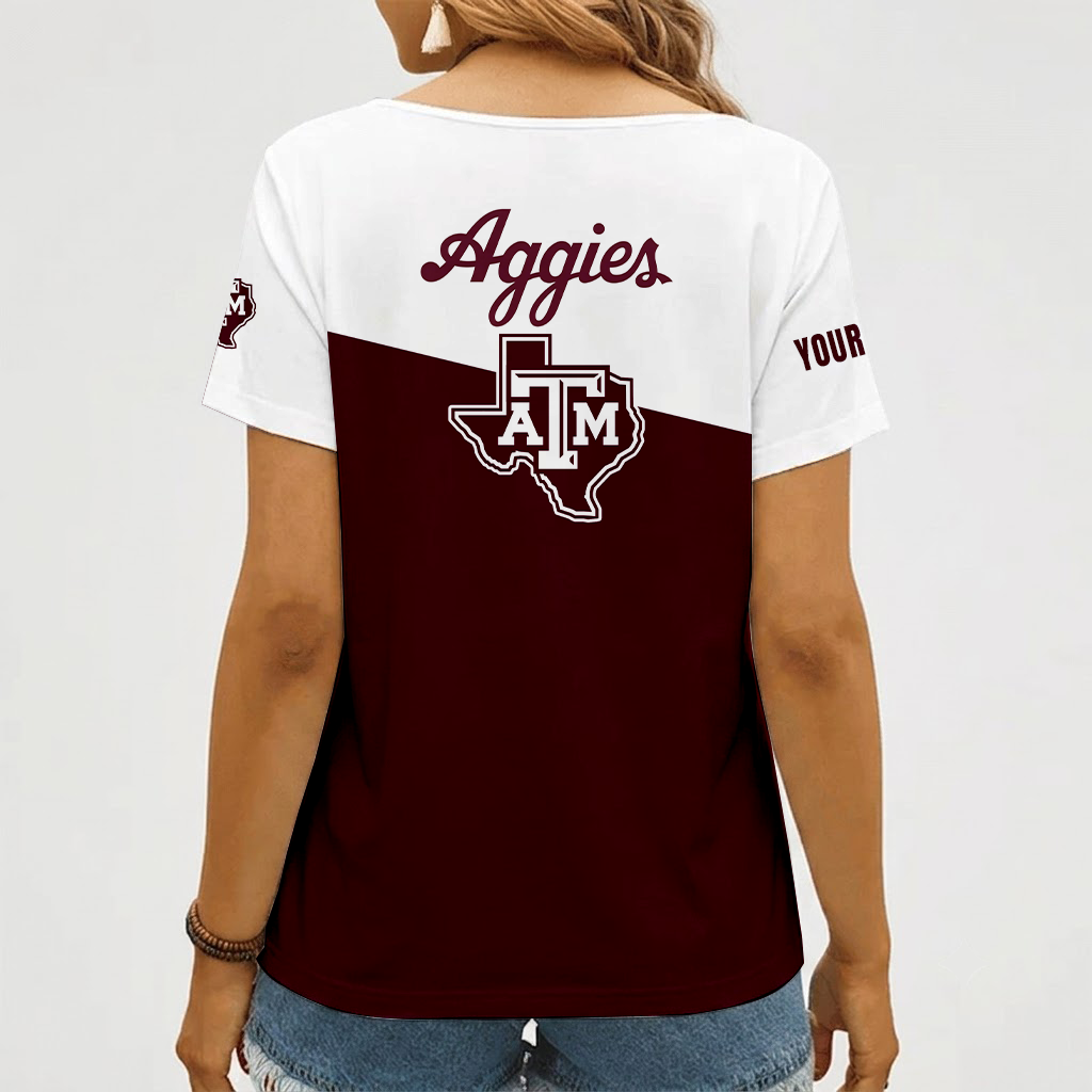 Limited Edition – Customized NCAA Texas A&M Aggies V-Neck Female Shirt - Image 2