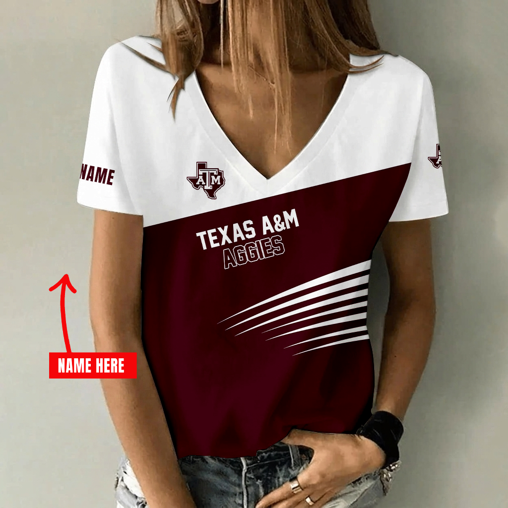 Limited Edition – Customized NCAA Texas A&M Aggies V-Neck Female Shirt