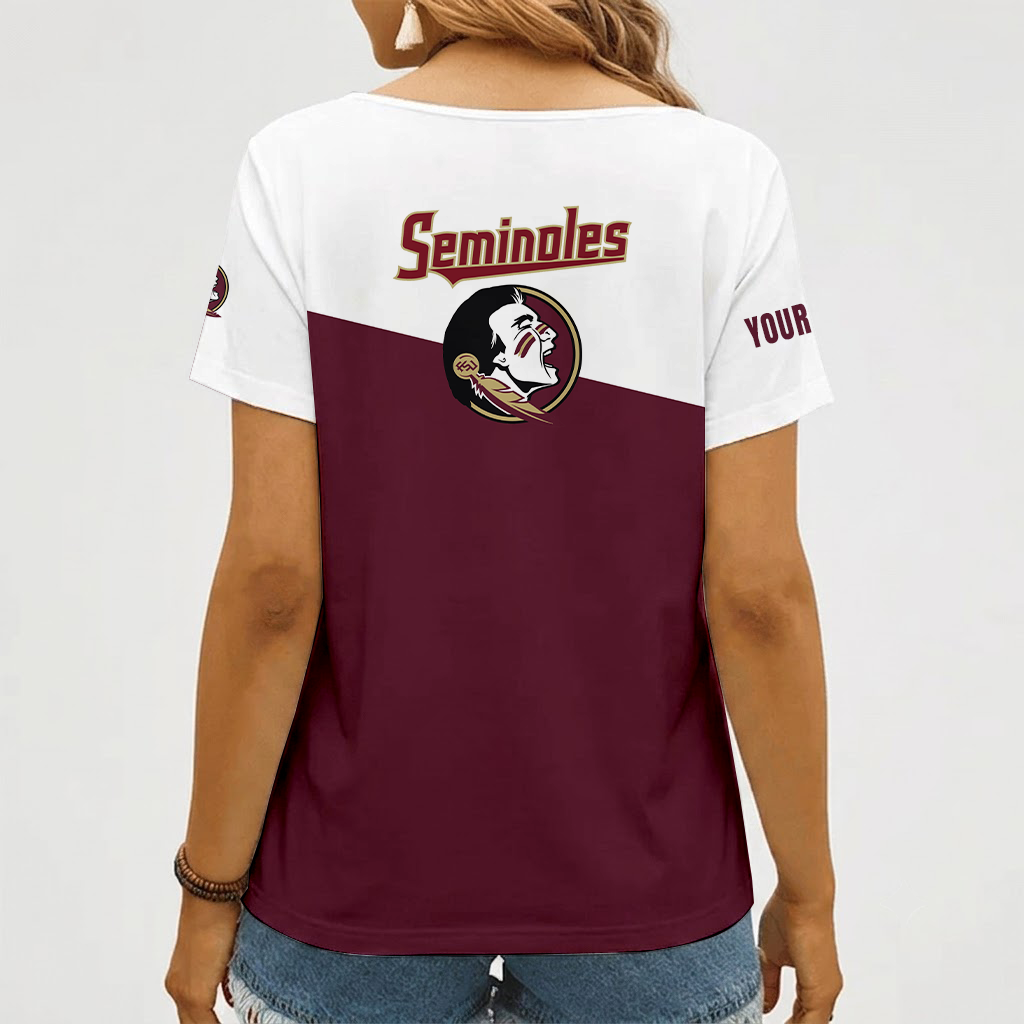 Limited Edition – Customized NCAA Florida State Seminoles V-Neck Female Shirt - Image 2
