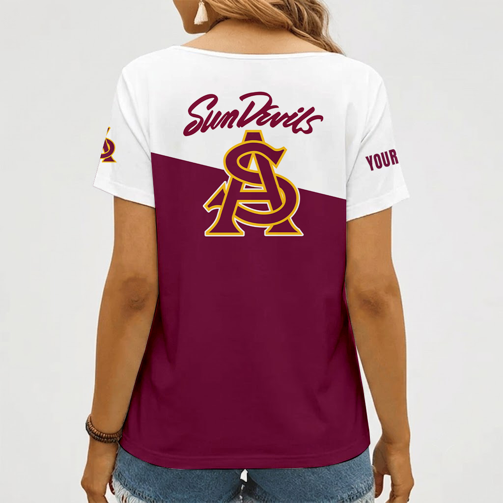 Limited Edition – Customized NCAA Arizona State Sun Devils V-Neck Female Shirt - Image 2
