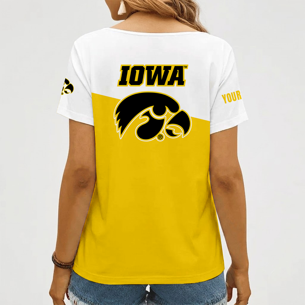 Limited Edition – Customized NCAA Iowa Hawkeyes V-Neck Female Shirt - Image 2