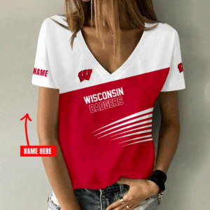 Limited Edition – New Customized NCAA Wisconsin Badgers Strappy V-Neck Female Shirt
