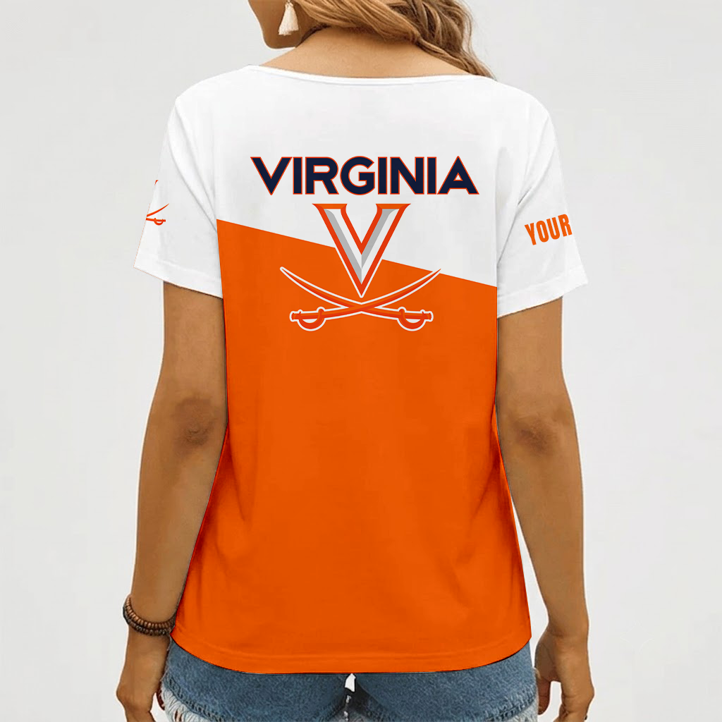 Limited Edition – Customized NCAA Virginia Cavaliers V-Neck Female Shirt - Image 2