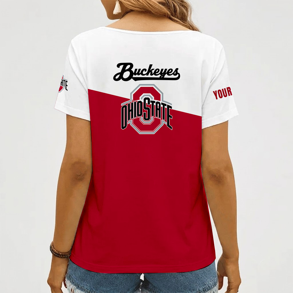 Limited Edition – New Customized NCAA Ohio State Buckeyes Strappy V-Neck Female Shirt - Image 2