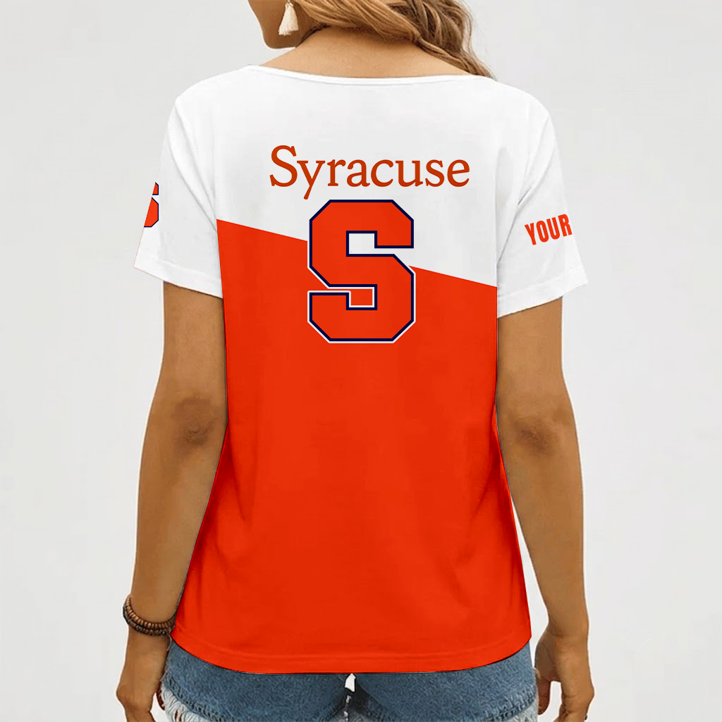 Limited Edition – Customized NCAA Syracuse Orange V-Neck Female Shirt - Image 2