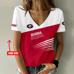 Limited Edition – Customized NCAA Georgia Bulldogs V-Neck Female Shirt