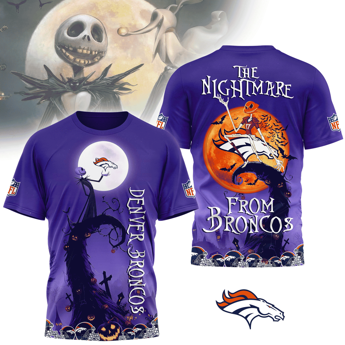 Limited Edition – Customized NFL Denver Broncos Halloween The Nightmare Apparel