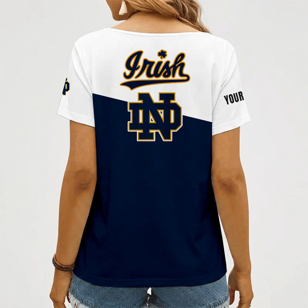 Limited Edition – Customized NCAA Notre Dame Fighting Irish V-Neck Female Shirt - Image 2