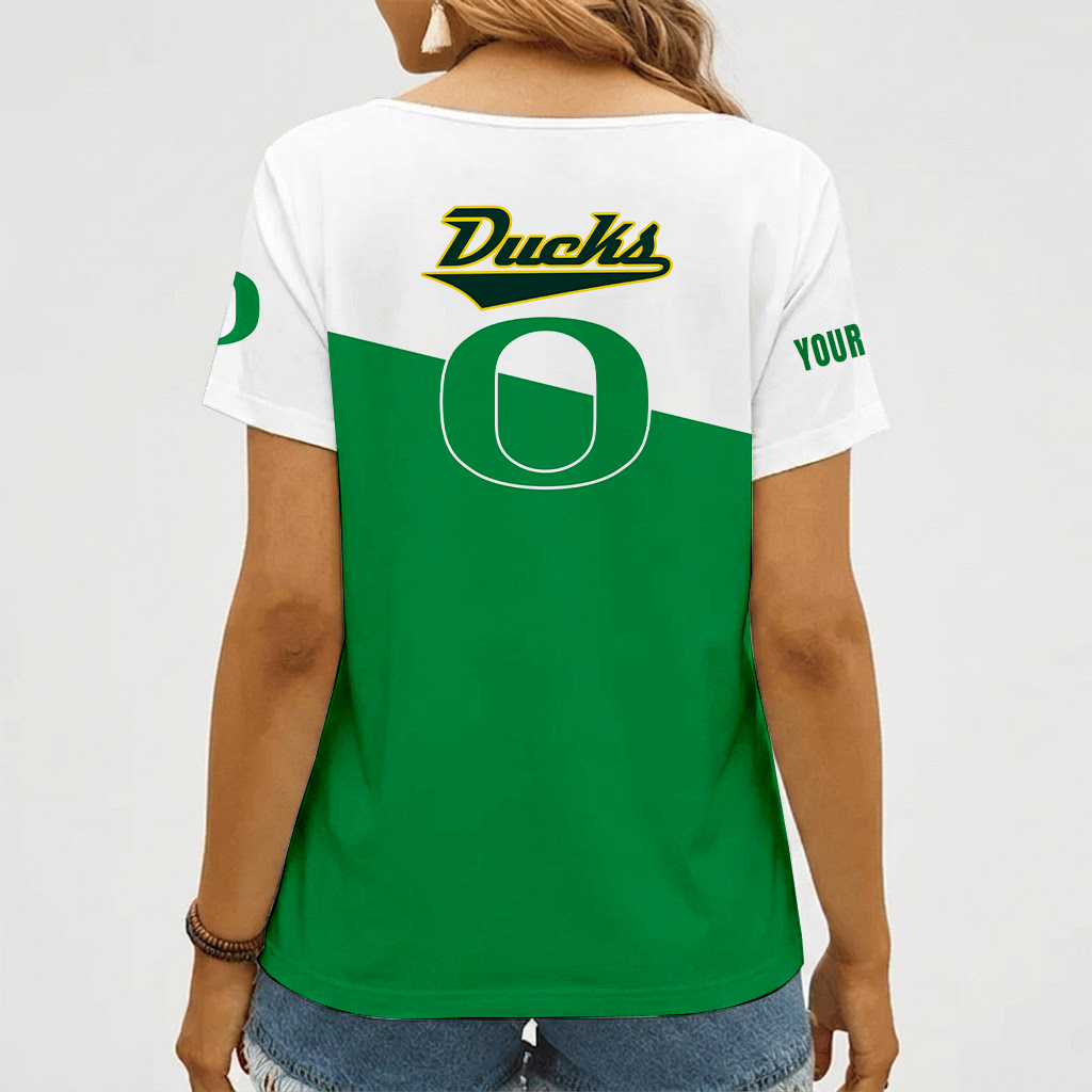 Limited Edition – Customized NCAA Oregon Ducks V-Neck Female Shirt - Image 2