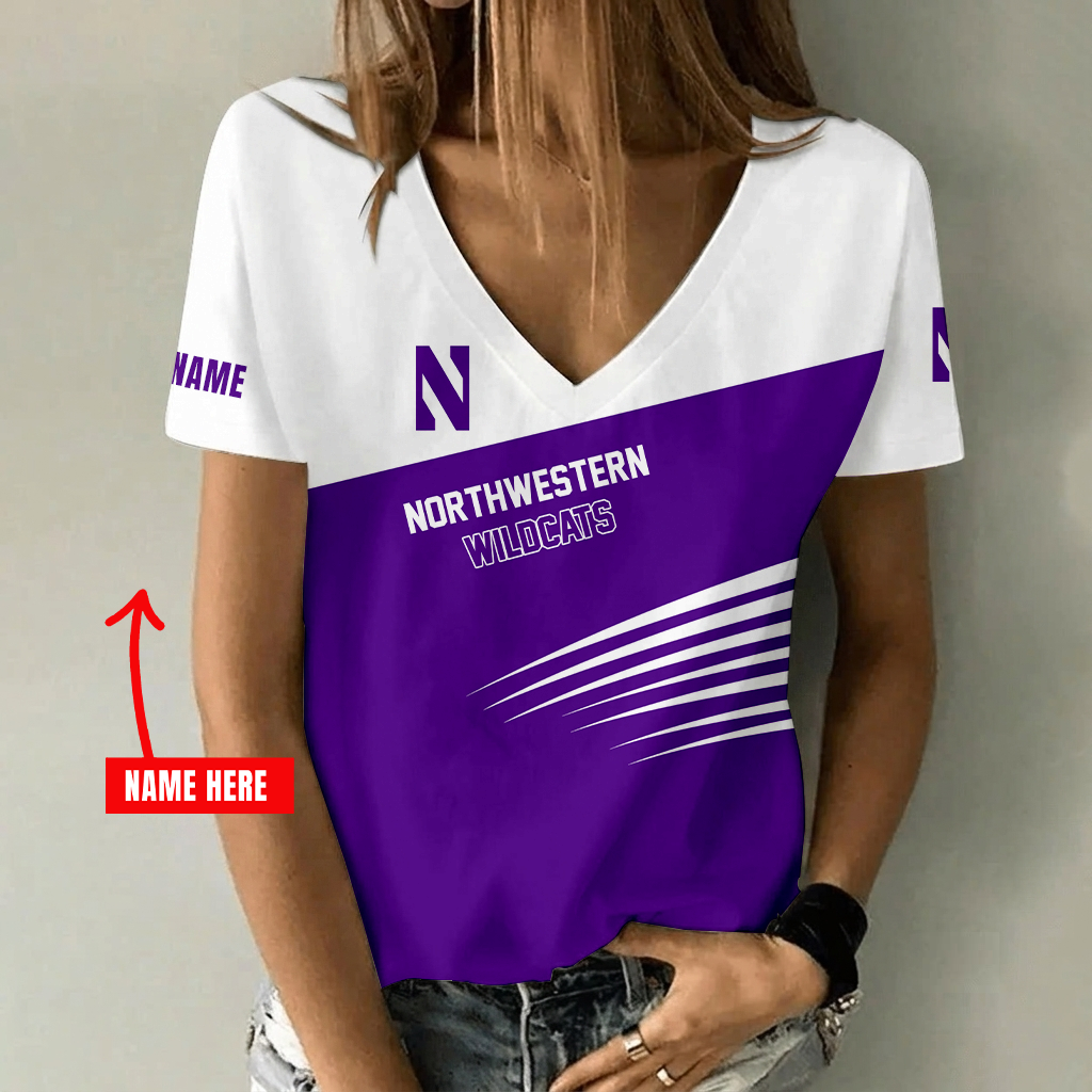 Limited Edition – Customized NCAA Northwestern Wildcats V-Neck Female Shirt