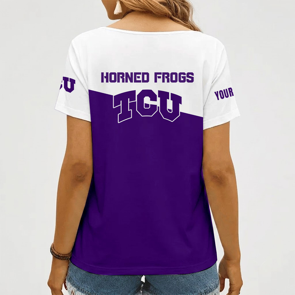 Limited Edition – Customized NCAA Tcu Horned Frogs V-Neck Female Shirt - Image 2