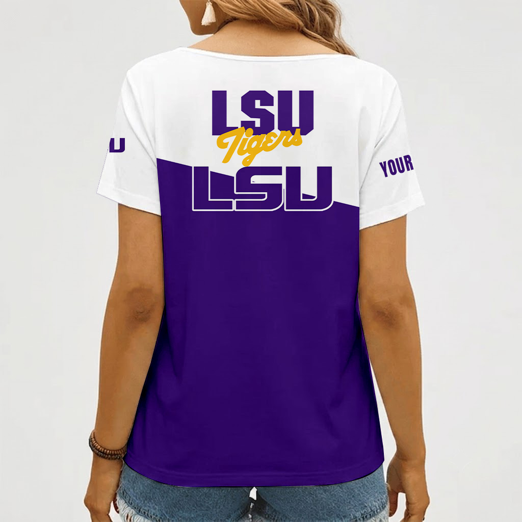 Limited Edition – New Customized NCAA Lsu Tigers Strappy V-Neck Female Shirt - Image 2