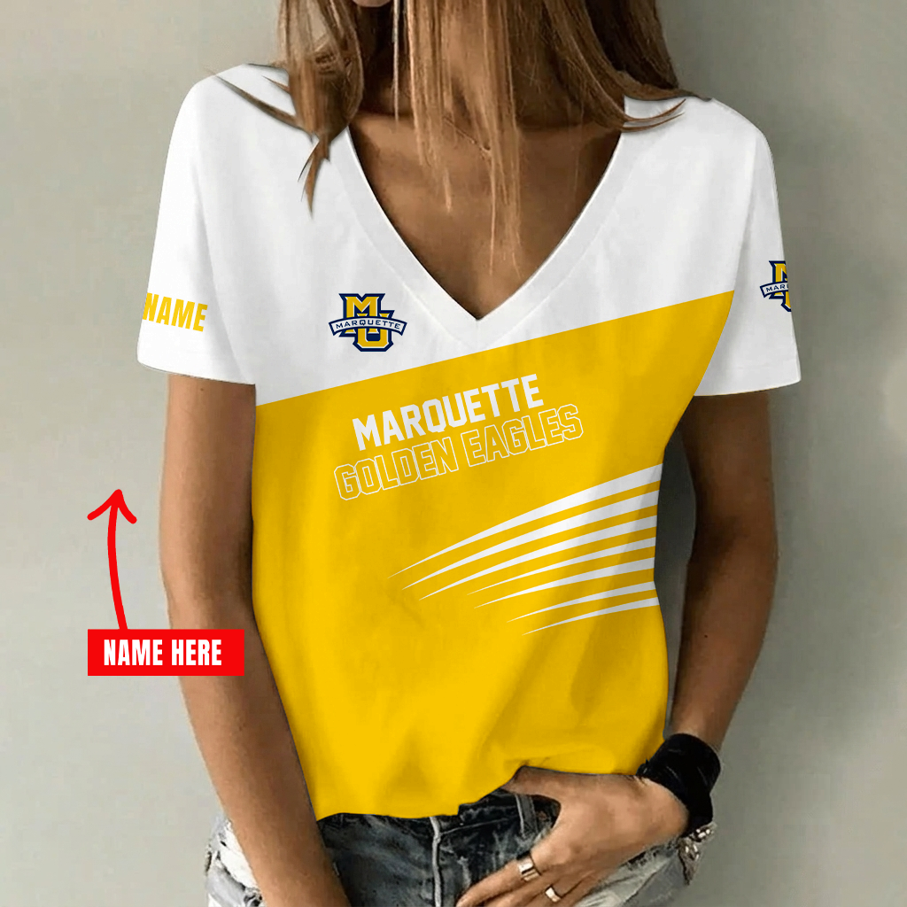 Limited Edition – New Customized NCAA Marquette Golden Eagles Strappy V-Neck Female Shirt