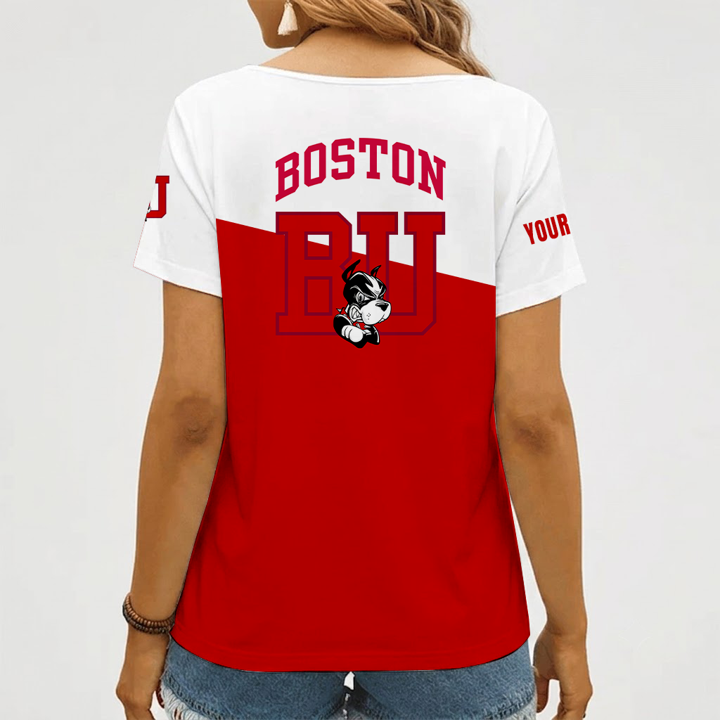 Limited Edition – Customized NCAA Boston University Terriers V-Neck Female Shirt - Image 2