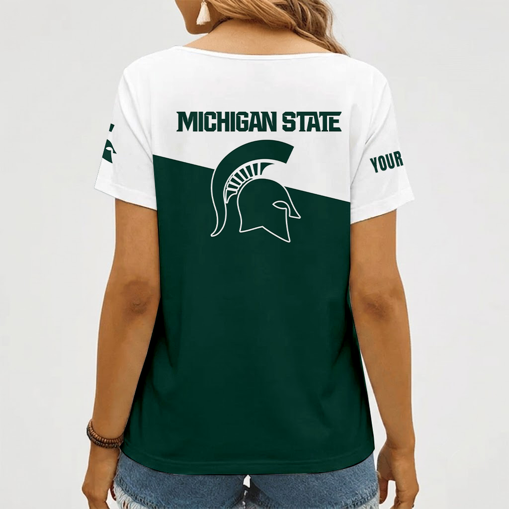 Limited Edition – New Customized NCAA Michigan State Spartans Strappy V-Neck Female Shirt - Image 2