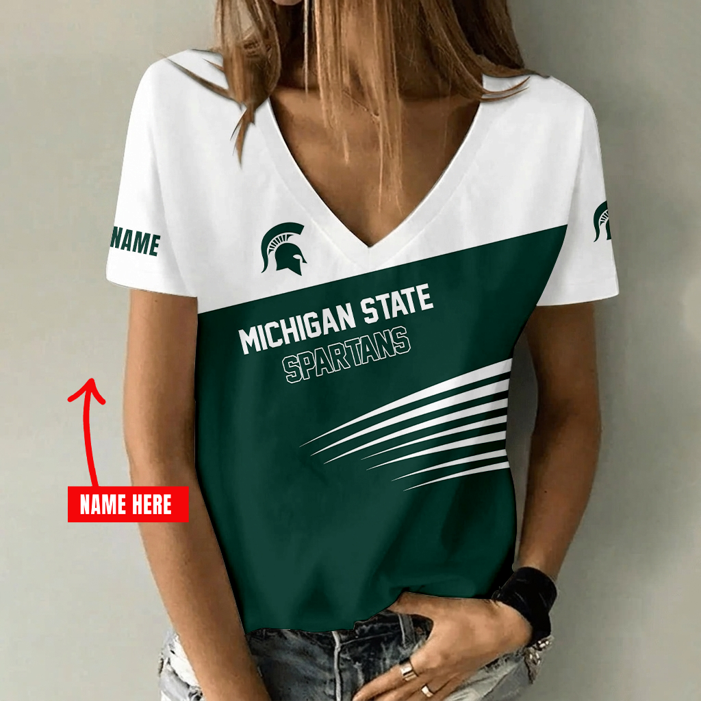 Limited Edition – New Customized NCAA Michigan State Spartans Strappy V-Neck Female Shirt