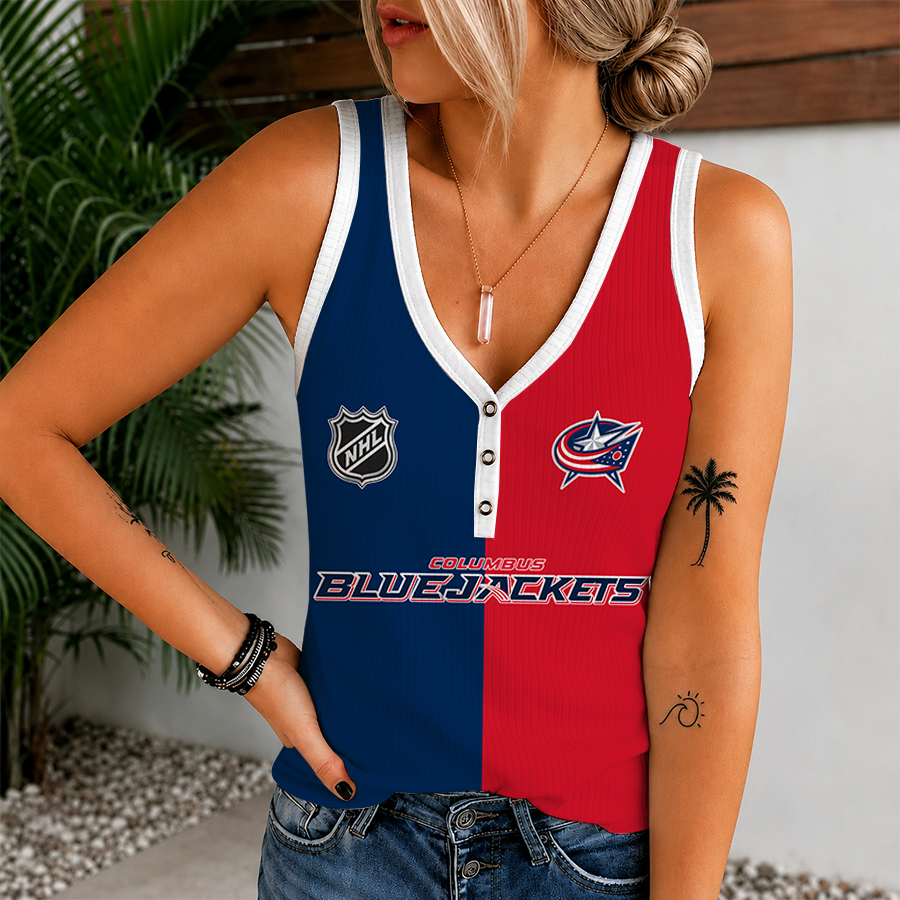 Limited Edition – Customized NHL Columbus Blue Jackets Women’s V-Neck Tank Top