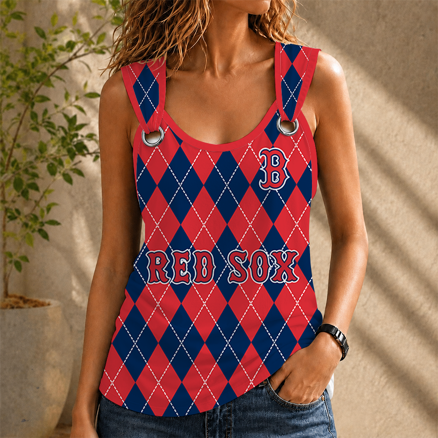 Limited Edition – Customized MLB Boston Khaki Sox O-Ring Shoulder Tank Top
