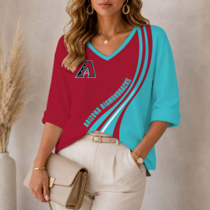 Limited Edition – Customized MLB Arizona Diamondbacks Women’s Heart V-Neck Long Sleeve Shirt