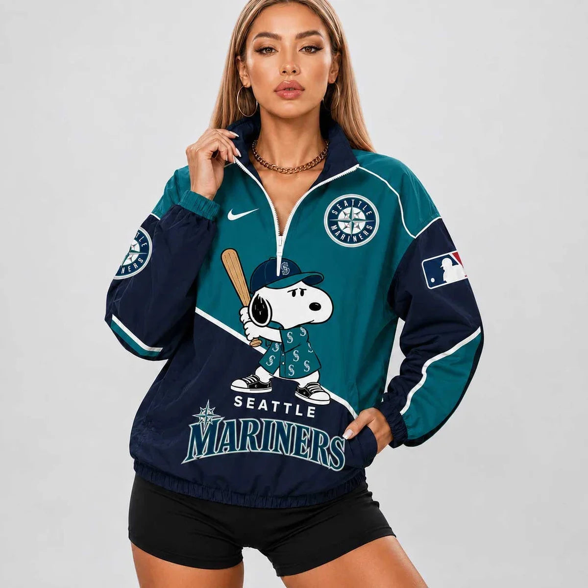 Limited Edition – Customized MLB Seattle Mariners V-Neck Zipper Sweatshirt Jacket