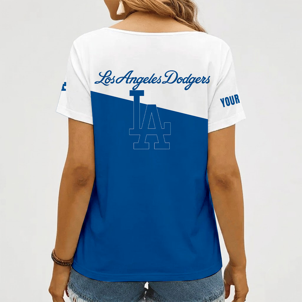 Limited Edition – Customized MLB Los Angeles Dodgers V-Neck Female Shirt - Image 2