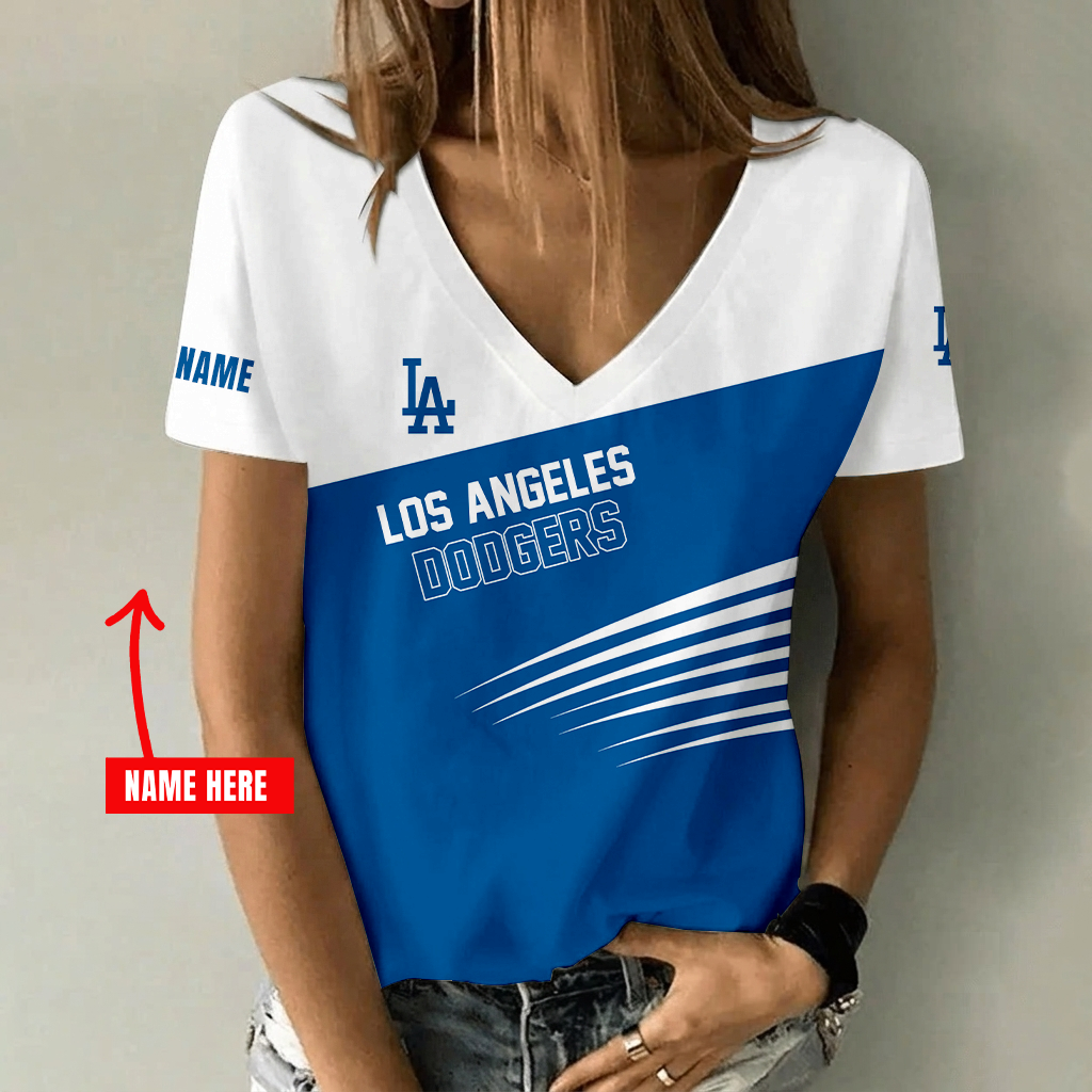 Limited Edition – Customized MLB Los Angeles Dodgers V-Neck Female Shirt