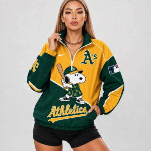 Limited Edition – Customized MLB Oakland Athletics V-Neck Zipper Sweatshirt Jacket