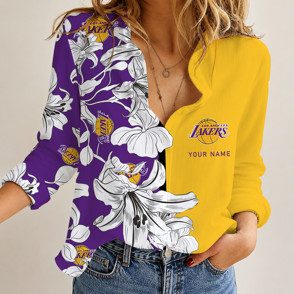 Limited Edition – Customized Nba Los Angeles Lakers Women Casual Shirt For Fan